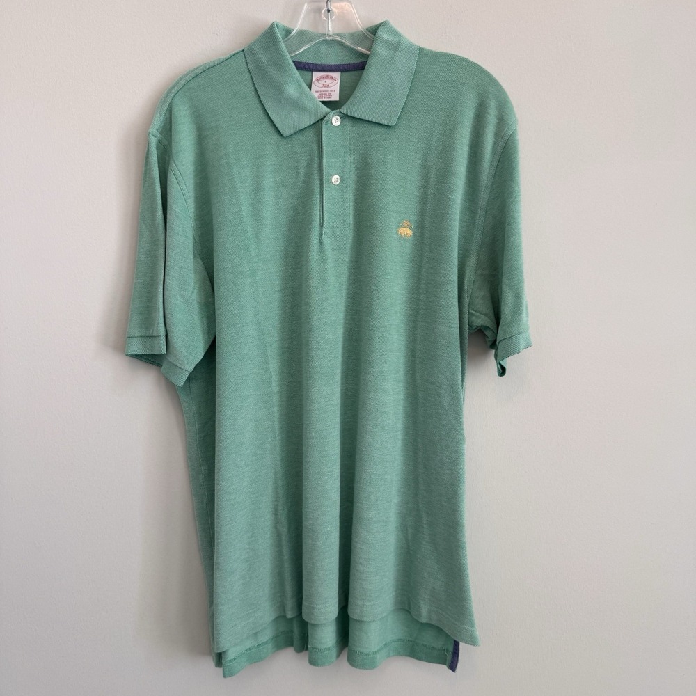Brooks Brothers 346 Performance Polo Shirt Mens Large Green Pique Original Fit